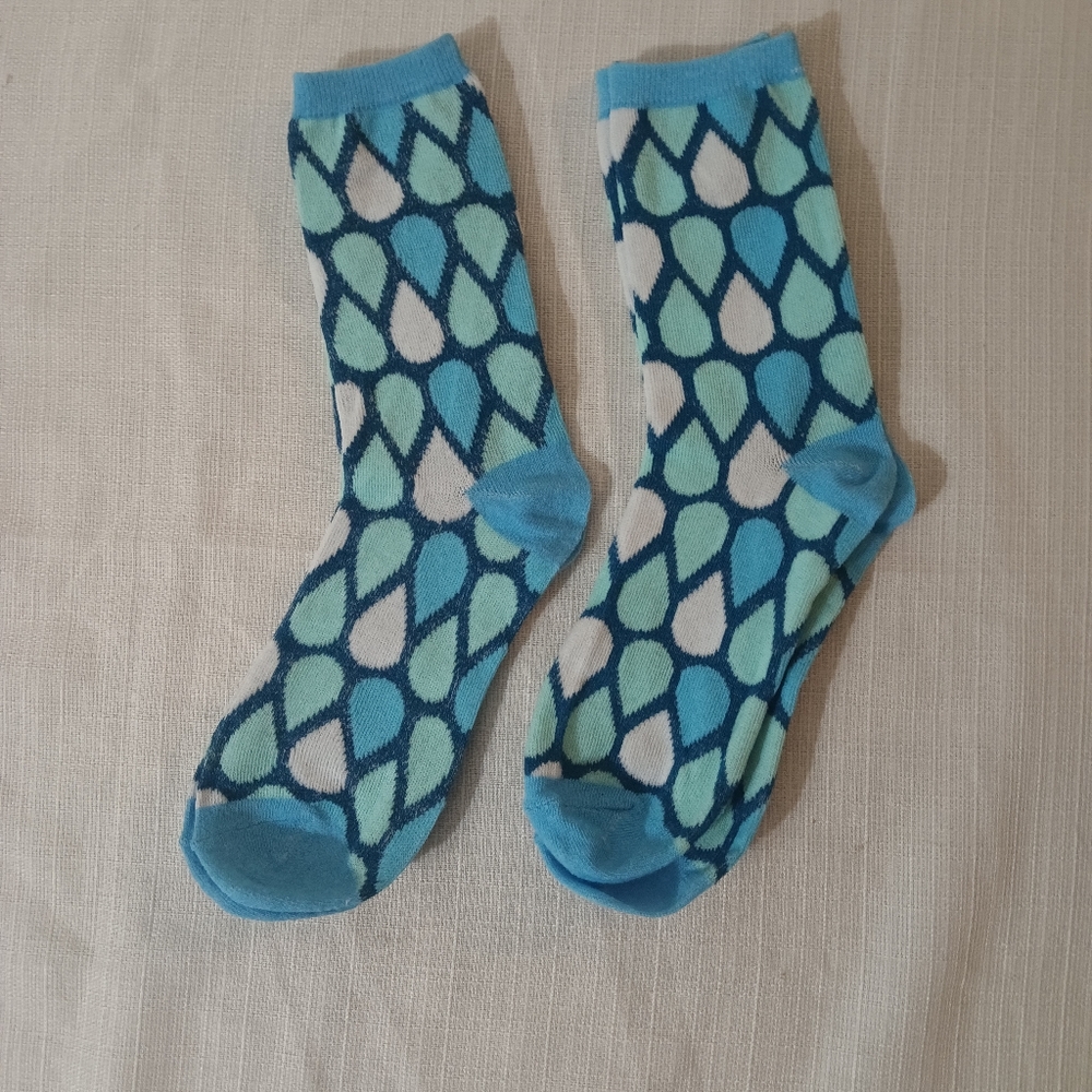 Teal and Blue Patterned Girl's Socks